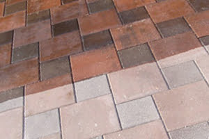 Garden Pavers cleaning before and after