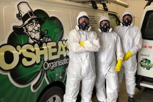 o'shea's decontamination team in hazmat suit